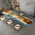 Luxury Walnut Wood & Ocean Resin River Dining Table - 400cm Extra Large Conference Table for Home & Office
