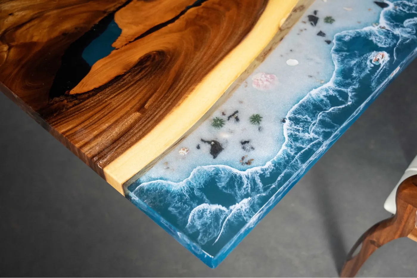 Luxury Walnut Wood & Ocean Resin River Dining Table - 400cm Extra Large Conference Table for Home & Office