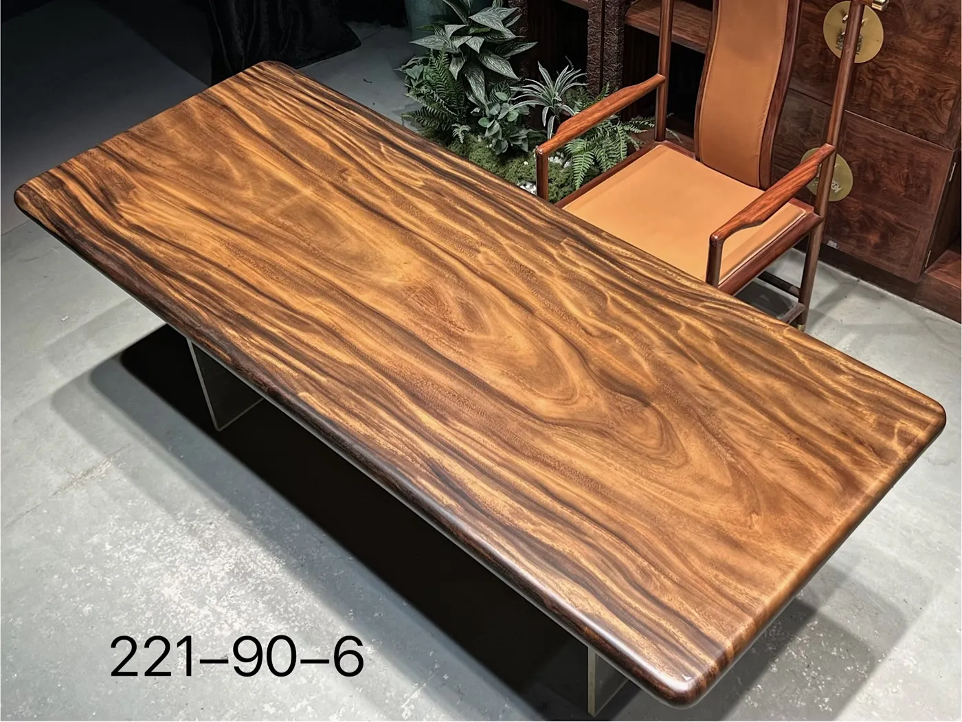 South American Walnut Wood Live Edge Slab Table 221x90x6cm