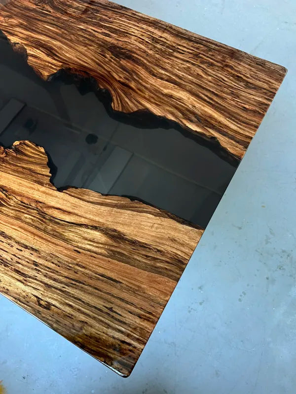 Wujin Wood Black Epoxy River Dining Table | Live Edge Slab Table
