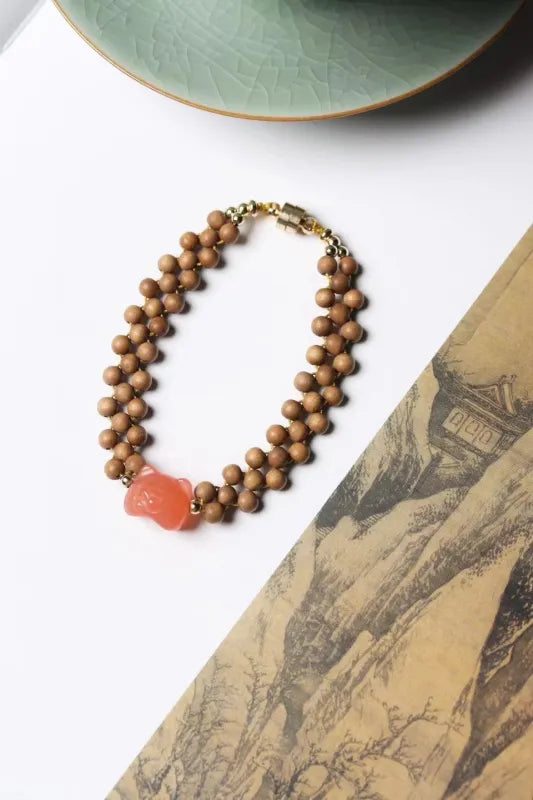 Natural Indian Mysore Old Sandalwood Bracelet for Women, Genuine Old Stock Sandalwood Beads, Single or Multi-Row Prayer Beads Necklace