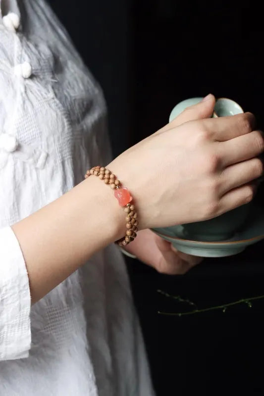 Natural Indian Mysore Old Sandalwood Bracelet for Women, Genuine Old Stock Sandalwood Beads, Single or Multi-Row Prayer Beads Necklace