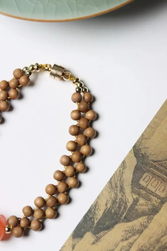 Natural Indian Mysore Old Sandalwood Bracelet for Women, Genuine Old Stock Sandalwood Beads, Single or Multi-Row Prayer Beads Necklace