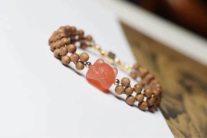 Natural Indian Mysore Old Sandalwood Bracelet for Women, Genuine Old Stock Sandalwood Beads, Single or Multi-Row Prayer Beads Necklace