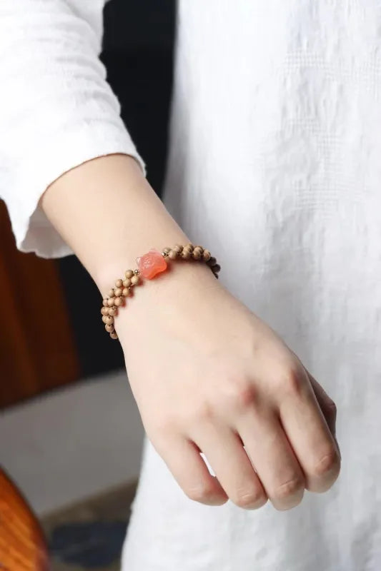 Natural Indian Mysore Old Sandalwood Bracelet for Women, Genuine Old Stock Sandalwood Beads, Single or Multi-Row Prayer Beads Necklace