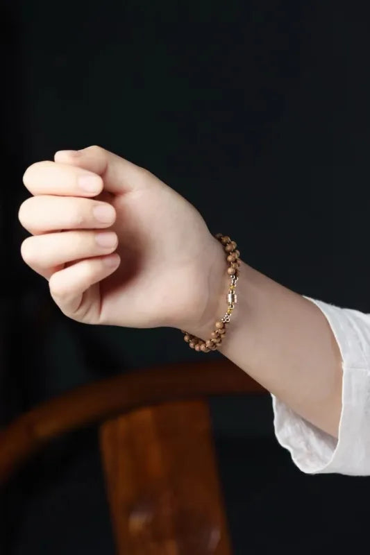 Natural Indian Mysore Old Sandalwood Bracelet for Women, Genuine Old Stock Sandalwood Beads, Single or Multi-Row Prayer Beads Necklace