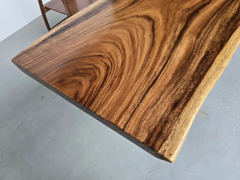 Live Edge South American Walnut Slab Table | 200×70-75cm | Natural Edge Solid Wood Dining Table | Free Stainless Steel Base Included