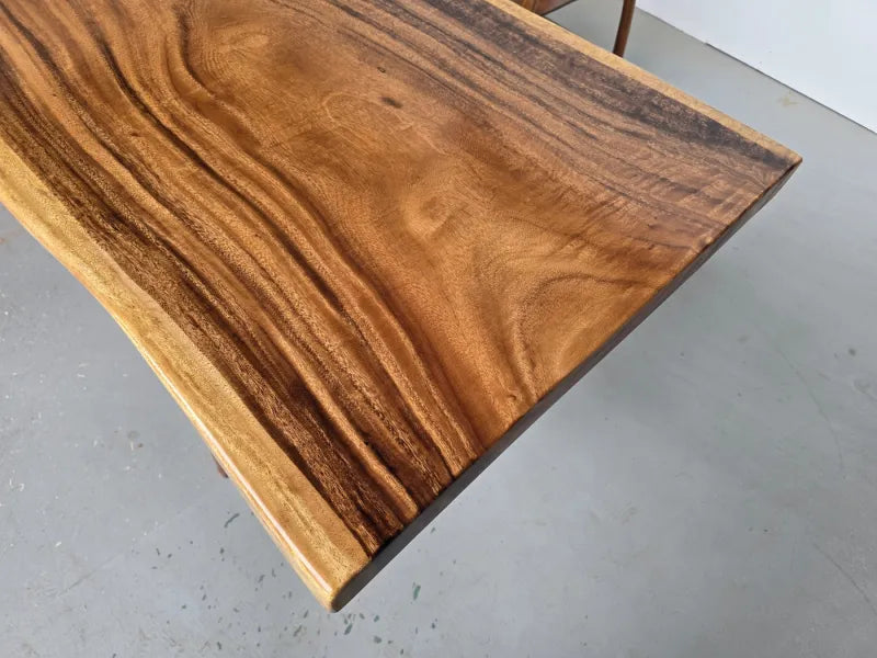 Live Edge South American Walnut Slab Table | 200×70-75cm | Natural Edge Solid Wood Dining Table | Free Stainless Steel Base Included
