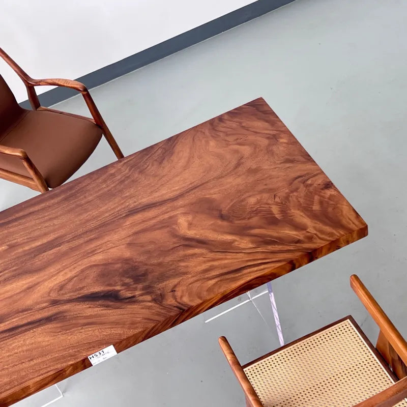 Premium Live Edge Suar Wood Dining Table | Handcrafted South American Walnut Slab Desk | Luxury Solid Wood Conference Table (192x85x6cm)