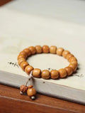 Medicinal Sandalwood Old-Style Bracelet | Natural Indian Sandalwood Citrus Scent 0.9cm×10 Beads
