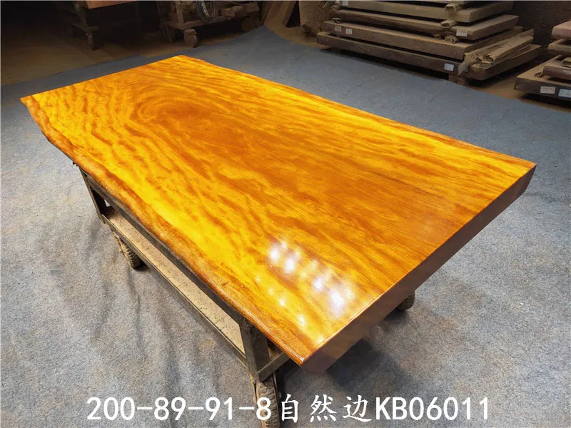 Golden Nanmu Large-Slab Table (Tea/Dining/Office/Coffee Table) — Solid Wood Tea Table/Slab Table — Contemporary Furniture — Modern Minimalist Tea Table