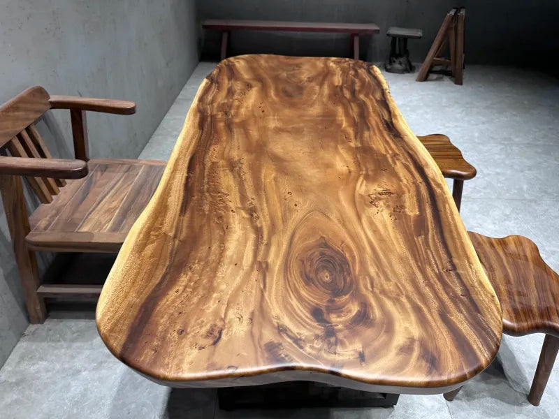 South American Walnut Solid Wood Large Board Tea Table Workbench Office Desk Original Wood Living Room Large Dining Table Surface Rainwood 1.8m