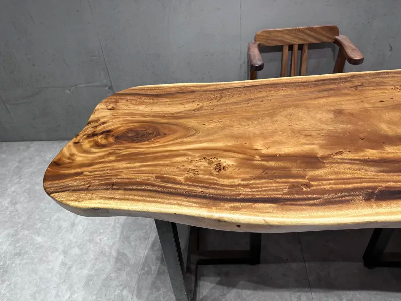 South American Walnut Solid Wood Large Board Tea Table Workbench Office Desk Original Wood Living Room Large Dining Table Surface Rainwood 1.8m