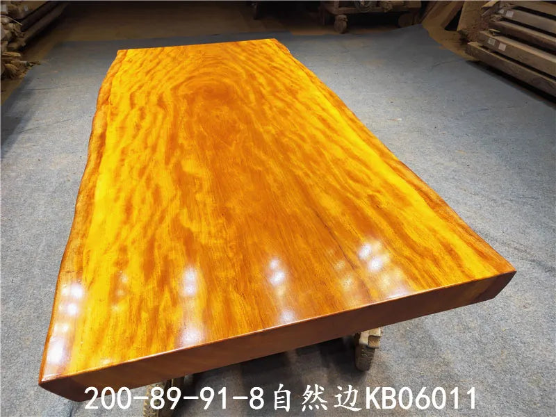 Golden Nanmu Large-Slab Table (Tea/Dining/Office/Coffee Table) — Solid Wood Tea Table/Slab Table — Contemporary Furniture — Modern Minimalist Tea Table