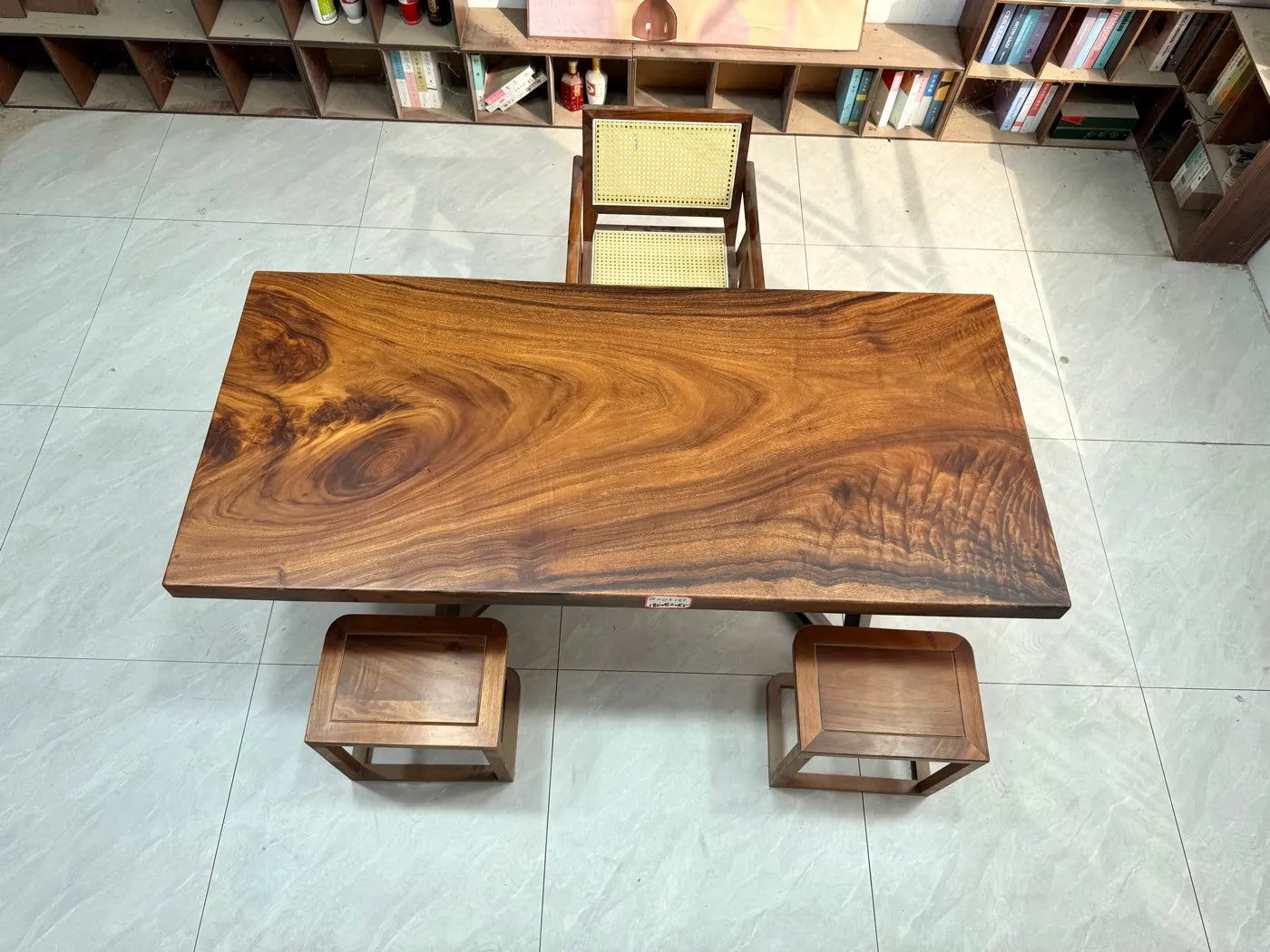 South American Walnut Live Edge Dining Table 180cm | Solid Wood Slab | Free Steel Base