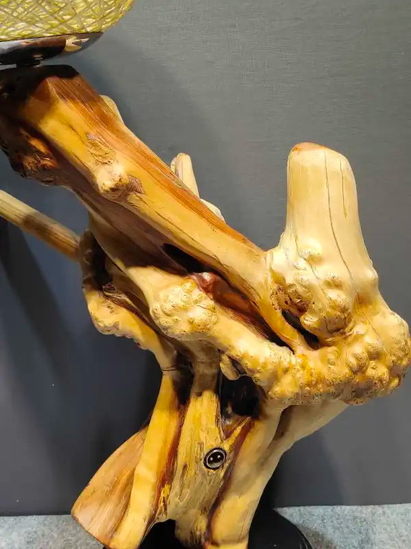 Cliff cypress lamp side view on ebony stand