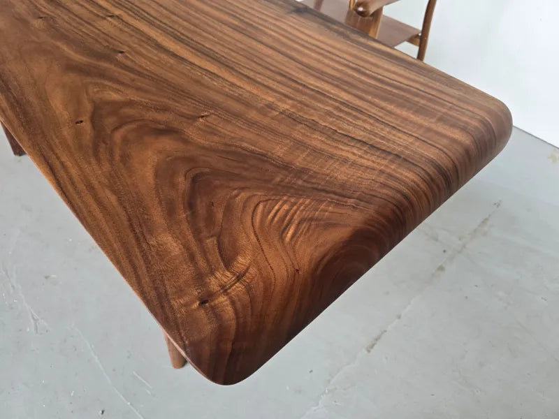 South American Walnut Live Slab Dining Table Top – 175x71cm | Rounded Edges | Stainless Steel Legs Included