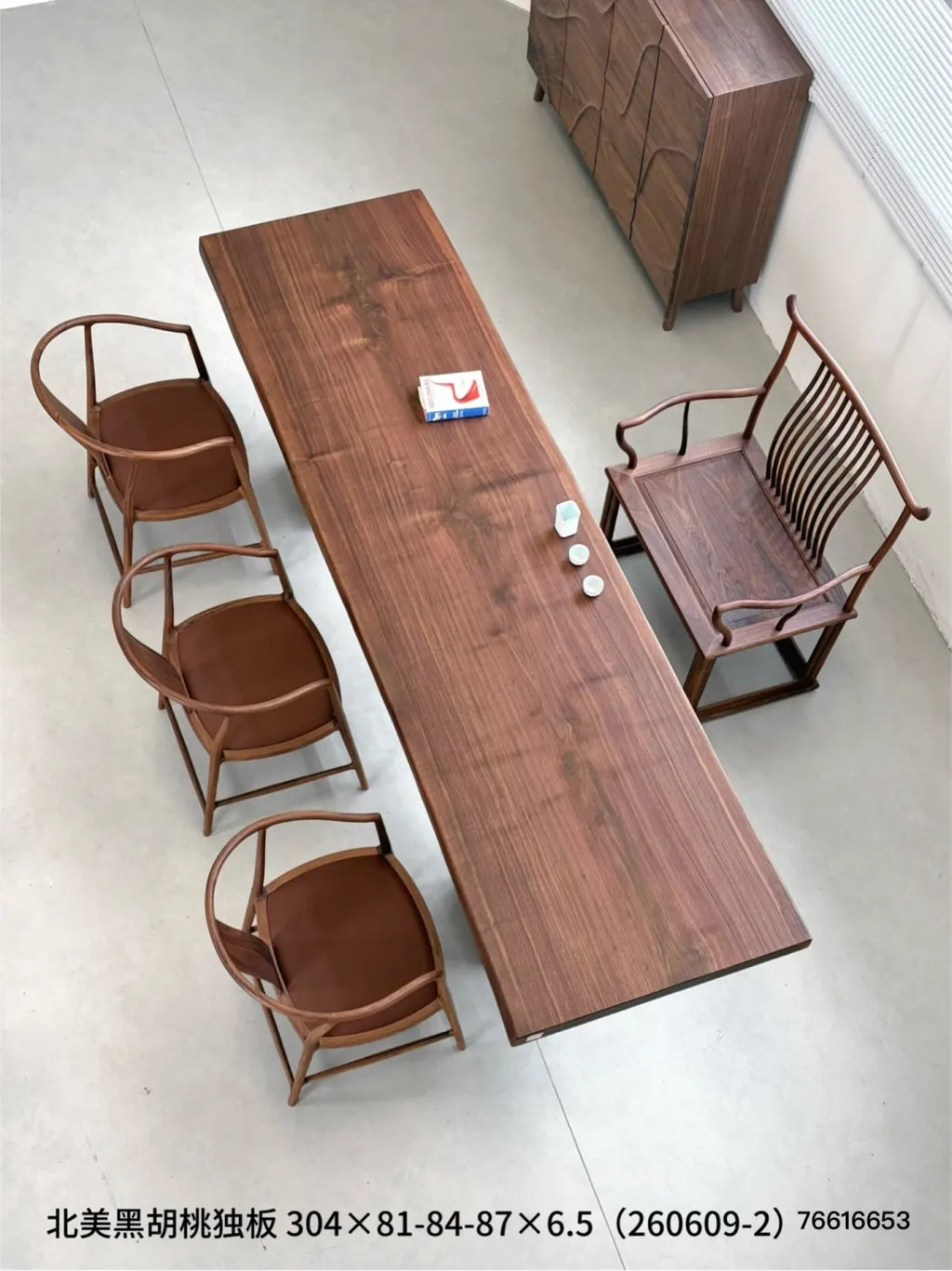 North American Black Walnut Live Edge Dining Table 304*81-83-87*6.5