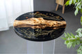 Round Epoxy Resin Coffee Table | Burl Wood & Dried Flower Art Side Table Top