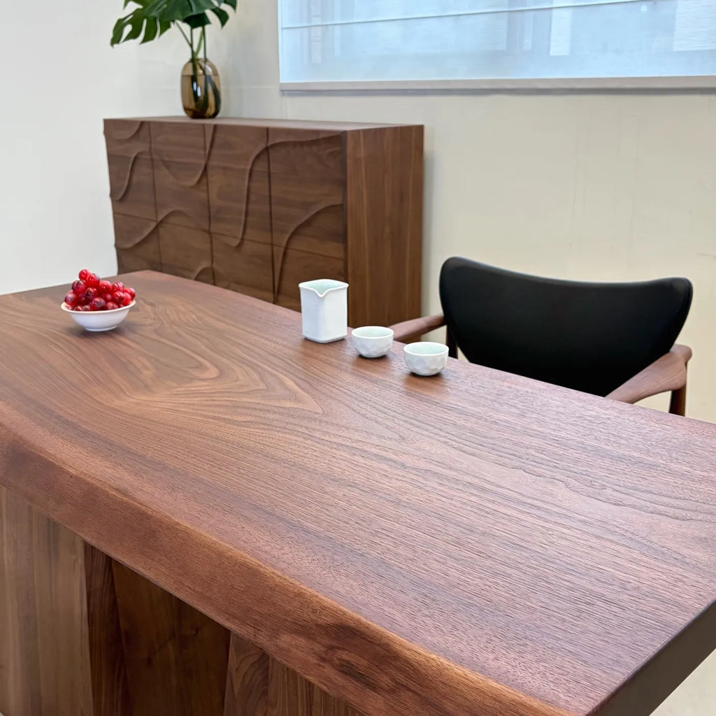 Black Walnut Solid Wood Slab Dining Table 142*60-60-62*5.5