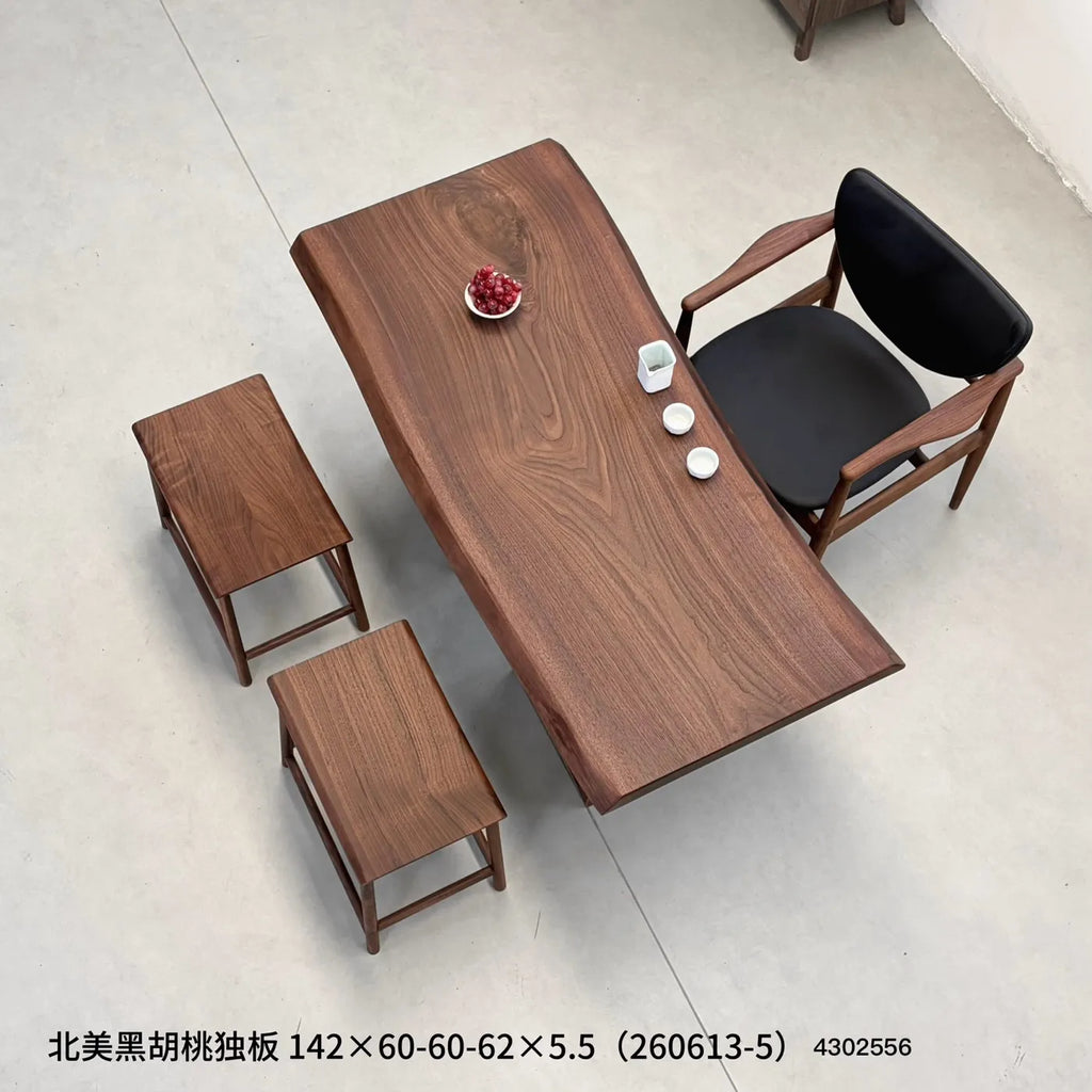 Black Walnut Solid Wood Slab Dining Table 142*60-60-62*5.5