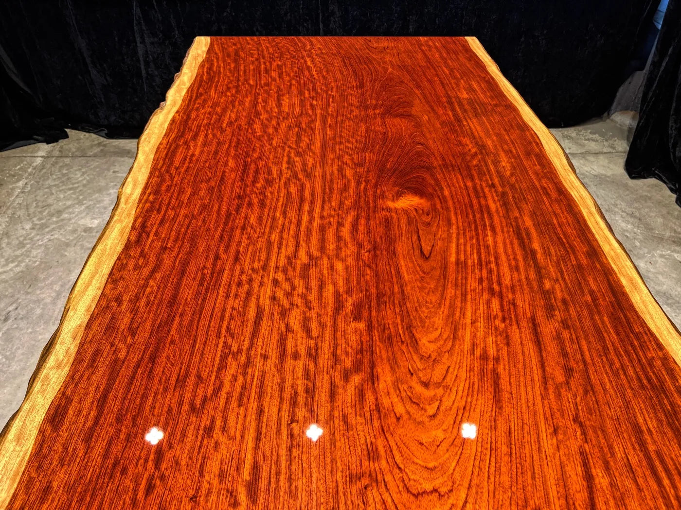 Bubinga Live Edge Solid Wood Slab Dining Table – 218cm | Free Stainless Steel Base