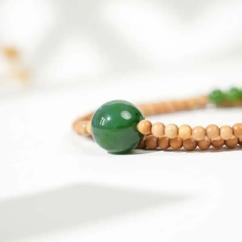 【Original】India Old Mountain Sandalwood Multi-Wrap Bracelet | Hetian Jade & White Crystal 0.4cm