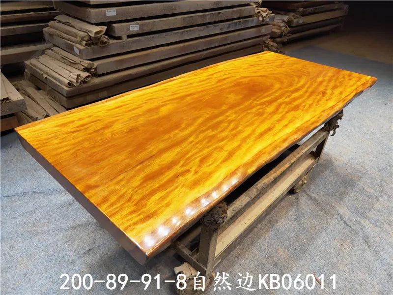 Golden Nanmu Large-Slab Table (Tea/Dining/Office/Coffee Table) — Solid Wood Tea Table/Slab Table — Contemporary Furniture — Modern Minimalist Tea Table