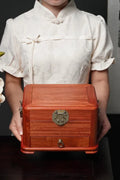 Myanmar Padauk Wood Jewelry Box – Handcrafted Dovetail Organizer with Rounded Corners