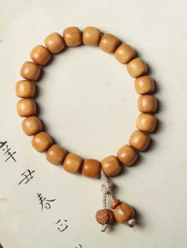 Medicinal Sandalwood Old-Style Bracelet | Natural Indian Sandalwood Citrus Scent 0.9cm×10 Beads