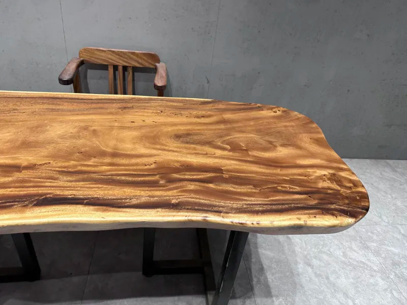 South American Walnut Solid Wood Large Board Tea Table Workbench Office Desk Original Wood Living Room Large Dining Table Surface Rainwood 1.8m