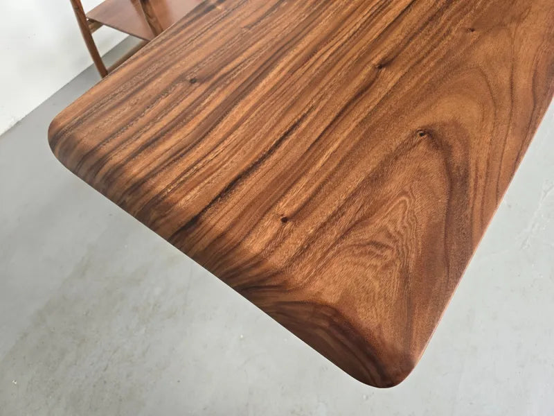 South American Walnut Live Slab Dining Table Top – 175x71cm | Rounded Edges | Stainless Steel Legs Included