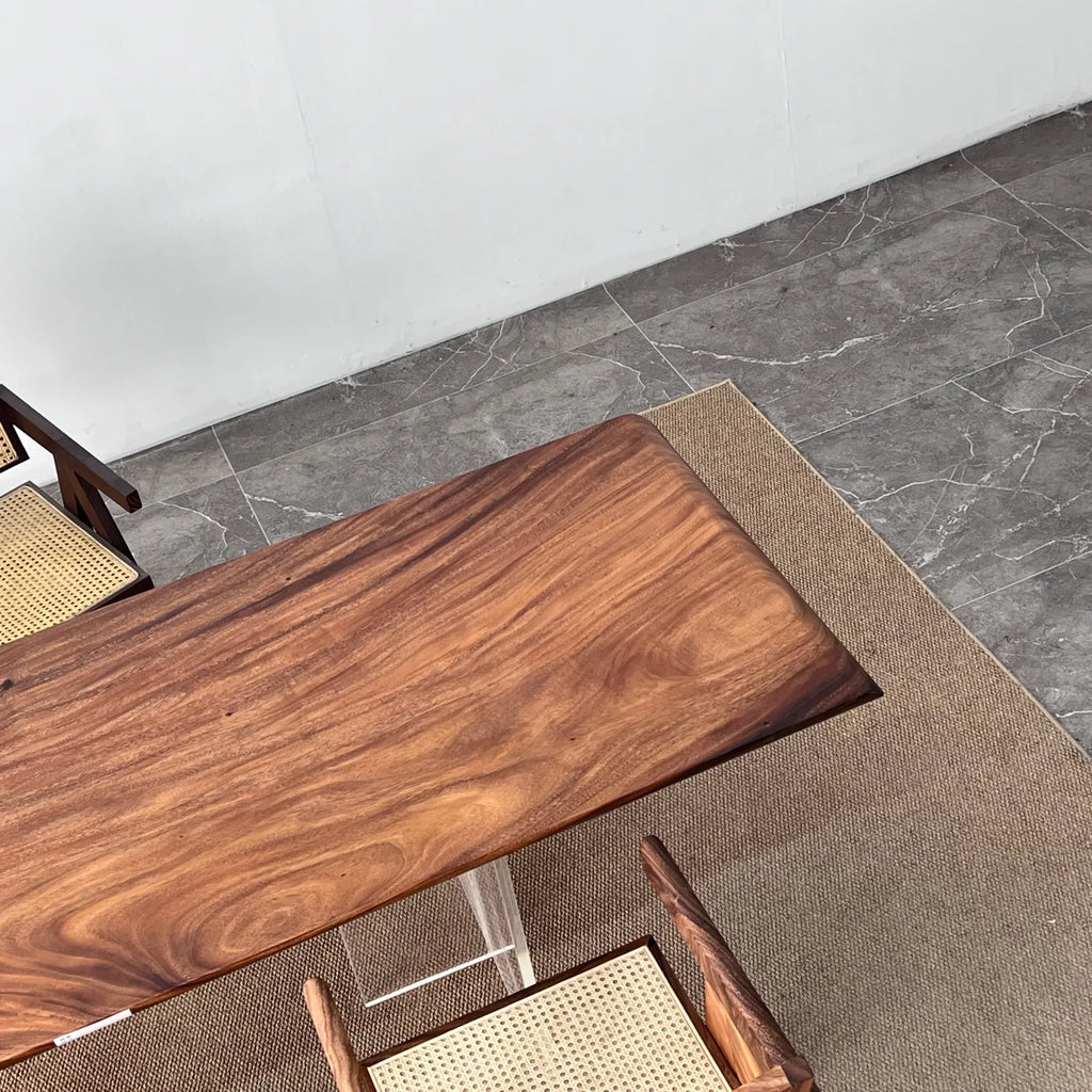 South American Walnut Live Edge Solid Wood Slab Dining Table – 235cm | Free Stainless Steel Base
