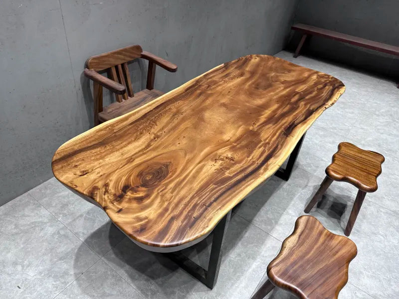 South American Walnut Solid Wood Large Board Tea Table Workbench Office Desk Original Wood Living Room Large Dining Table Surface Rainwood 1.8m