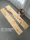 240cm Poplar Burl Epoxy River Table | Ultra-Clear Transparent Resin Dining Table | 6-8 Seater Live Edge Executive Desk