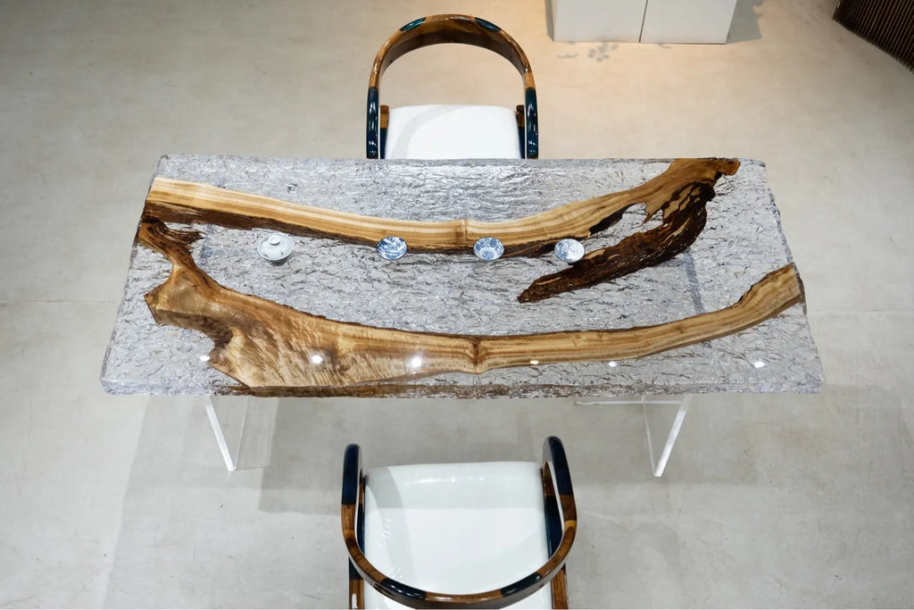 Solid Wood Epoxy Resin Dining Table Top | Natural Burl Wood River Table/Solid wood large panel tea table, river and sea wave tabletop, original wood epoxy resin tea board, dining table, tea table, whole board material