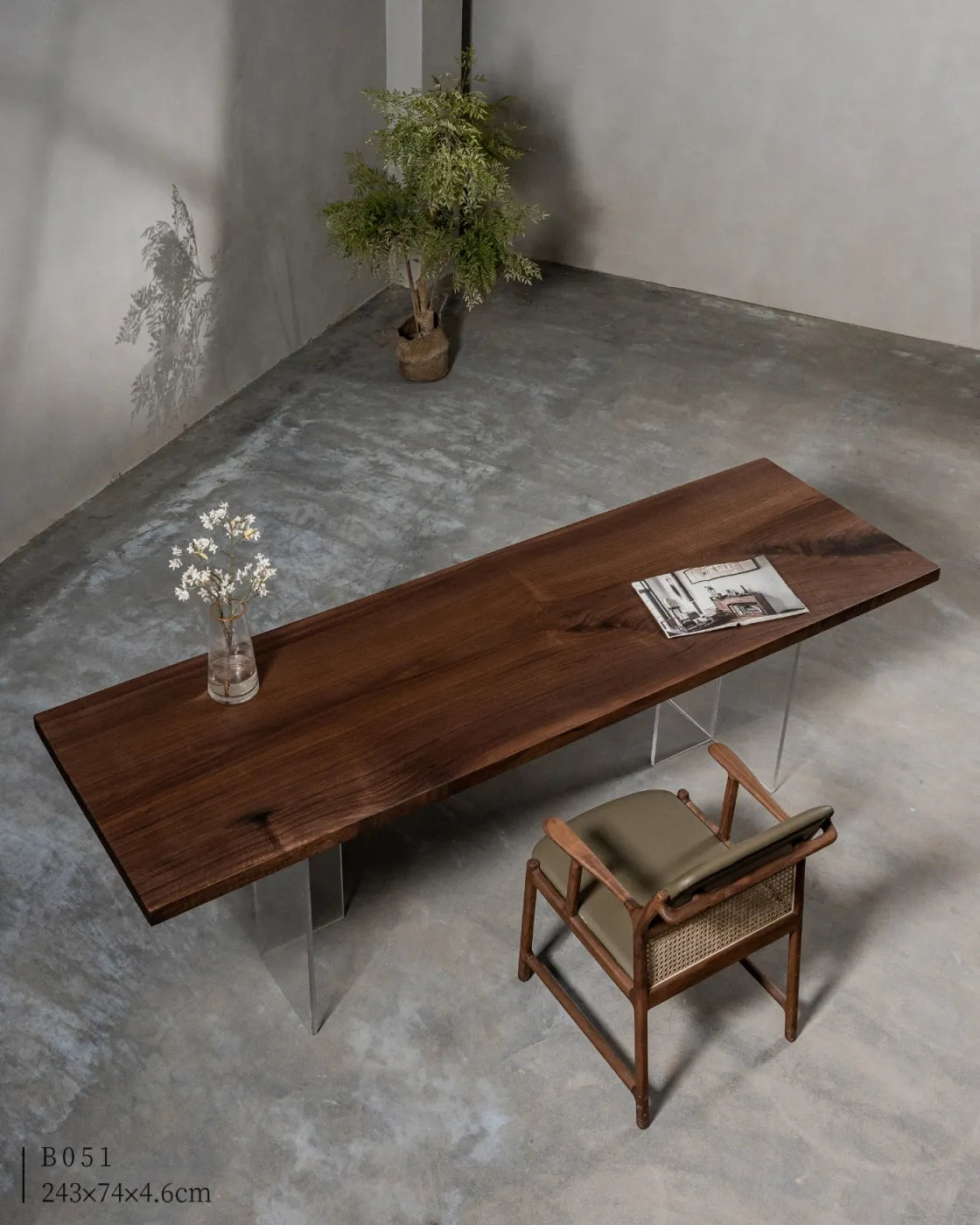 Black Walnut Solid Wood Slab Dining Table 243*74*4.6