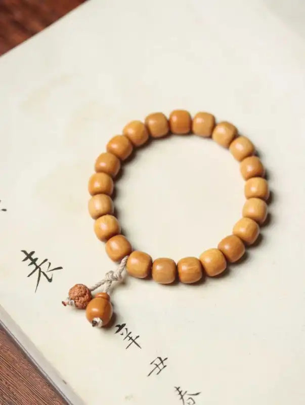 Medicinal Sandalwood Old-Style Bracelet | Natural Indian Sandalwood Citrus Scent 0.9cm×10 Beads