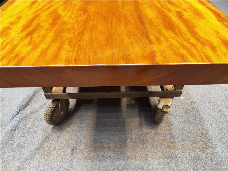 Golden Nanmu Large-Slab Table (Tea/Dining/Office/Coffee Table) — Solid Wood Tea Table/Slab Table — Contemporary Furniture — Modern Minimalist Tea Table