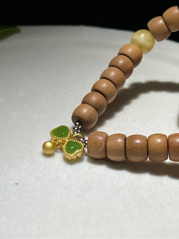Natural Old Mountain Sandalwood Old Type Bucket Bead Single Circle Hand String for Men and Women Sandalwood Wooden Transport Bead Antique Play Bracelet
