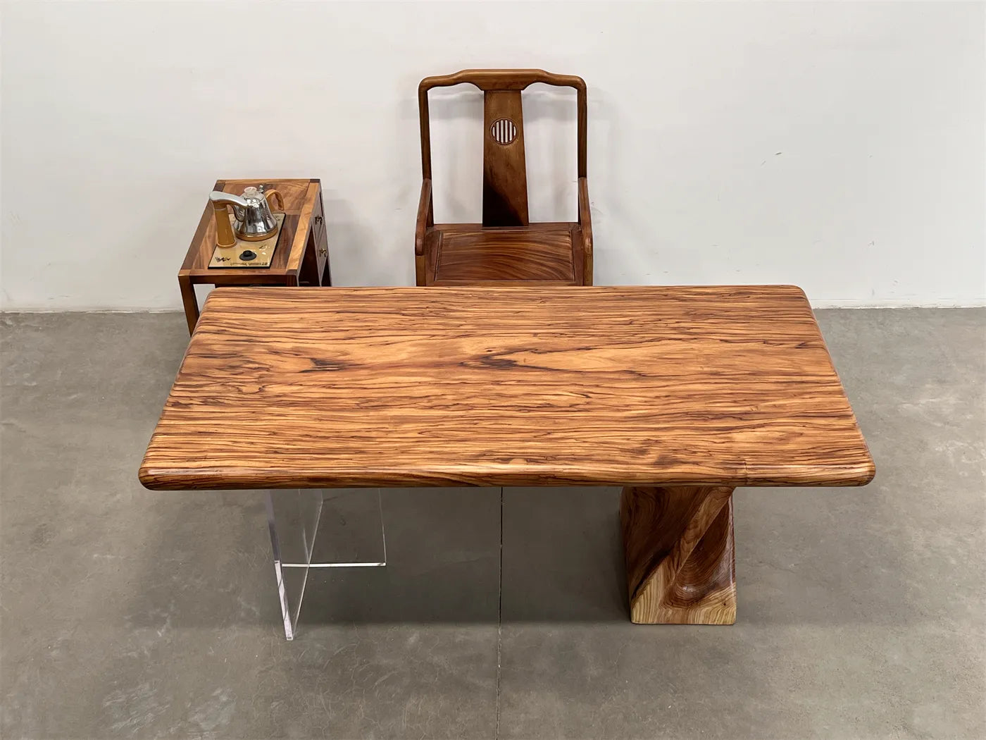 Artisan Crafted Premium Zebrawood Dining Table - Modern Natural Edge Solid Wood Executive Desk