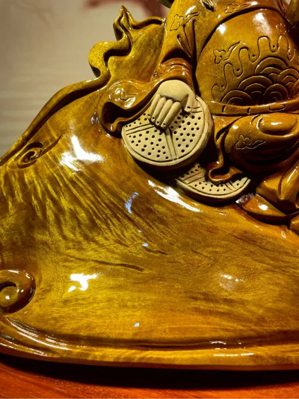 Caishen – The God of Wealth | Hand-Carved Solid Wood Sculpture